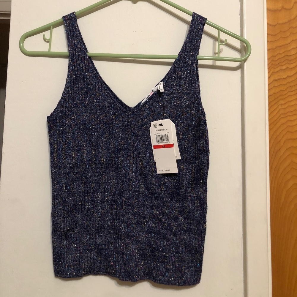 NWT Junior's Metallic Sweater Tank Top Cami-XS